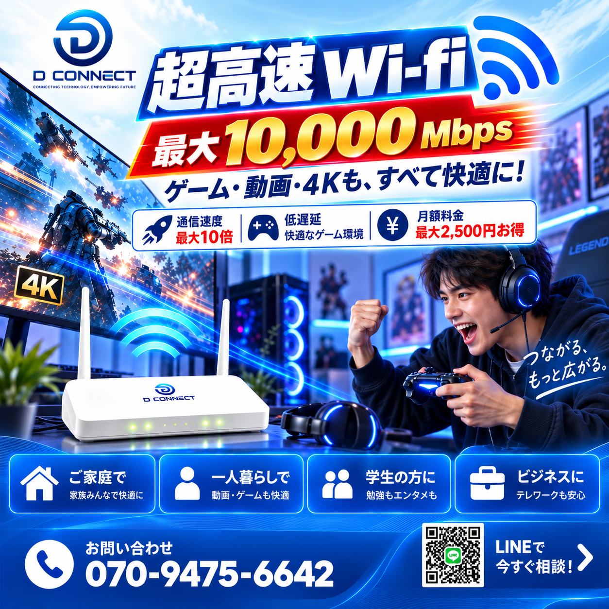 D CONNECT 超高速Wi-Fi｜最大10,000Mbps
